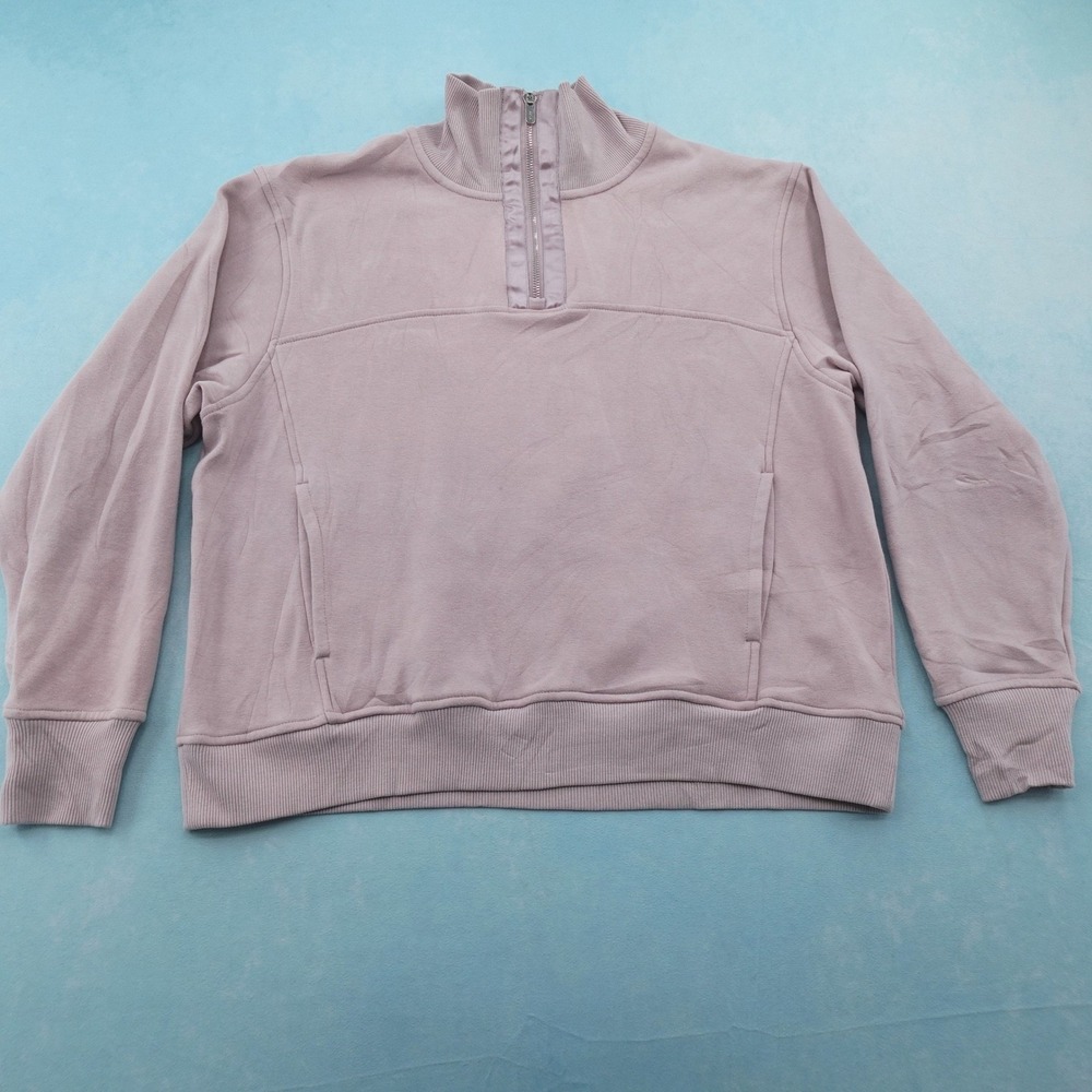 Avia Womens Fleece Quarter Zip Pullover Large 12-14 Mauve Pink Sweatshirt